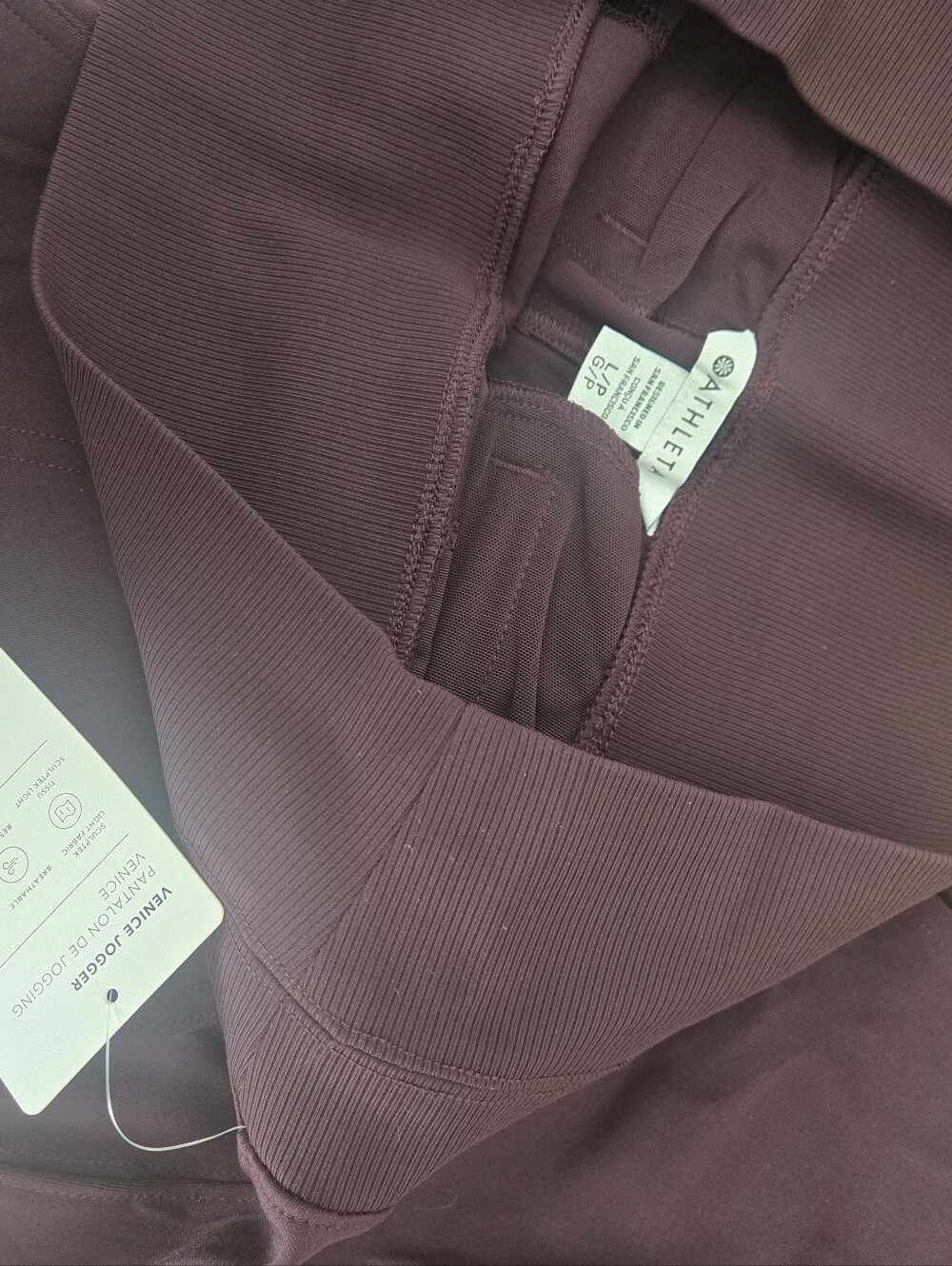 Athleta Venice Jogger Pant Plum Purple Rib Waist Athletic Pants NWT Large PETITE - Picture 6 of 6